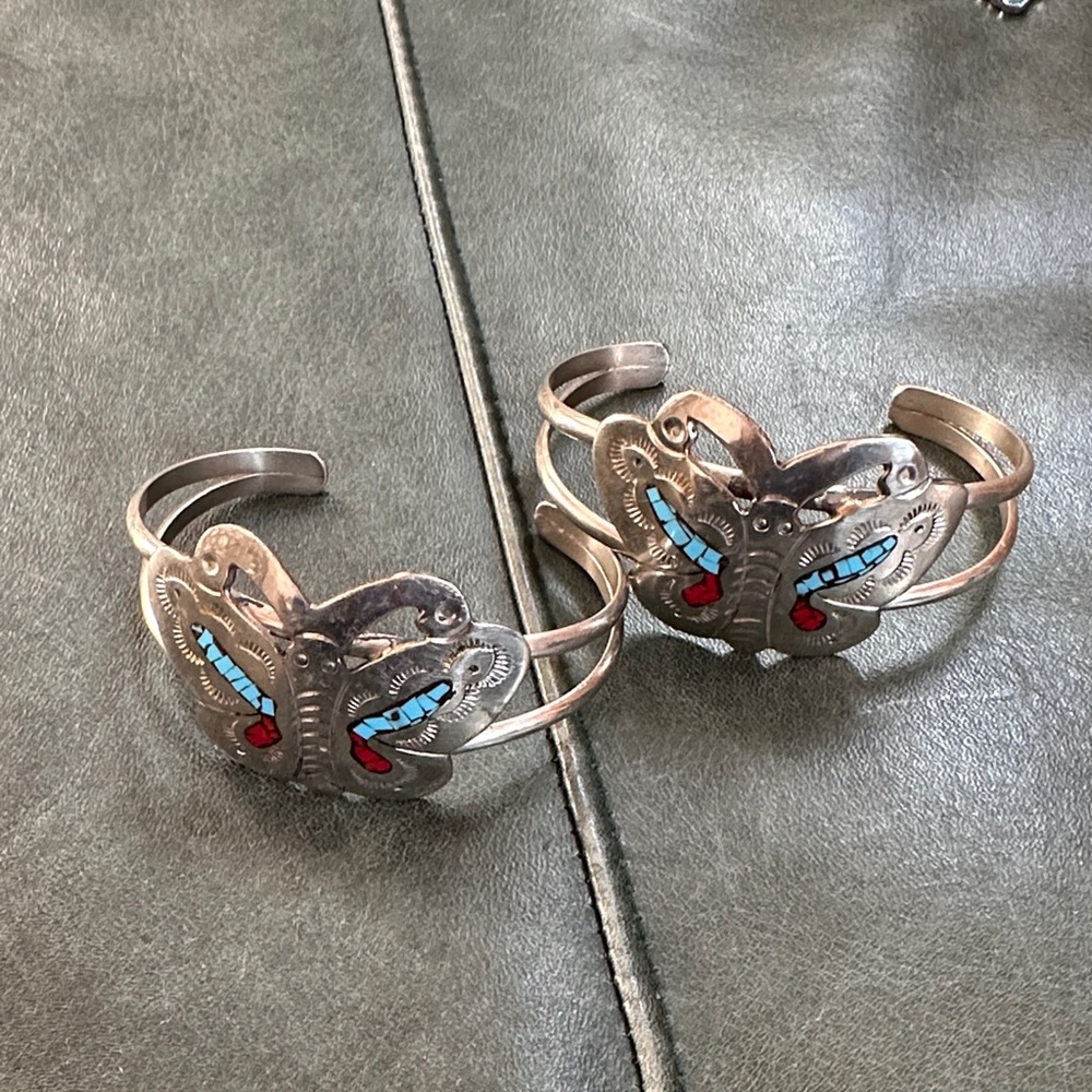 Silver and Turquoise Butterfly Cuff Bracelet